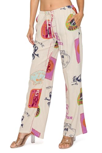 Cali1850 Women's Printed Linen Pants - Casual Pull On Beach Lounge Trousers with Pockets
Cali1850 Women's Printed Linen