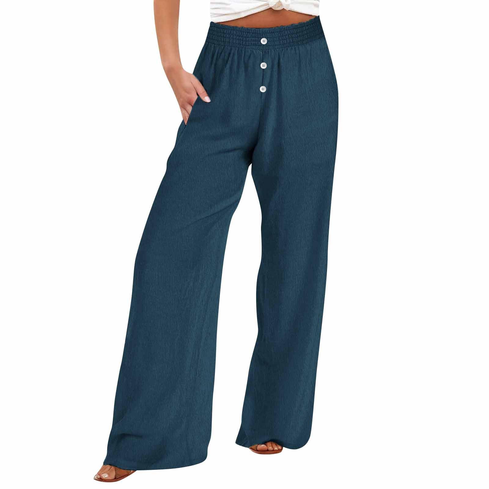 Jovati Women's Cotton Linen Casual Loose Wide Leg Pants with Elastic Waist Boho Beach Trousers
| Jovati Women's Cotton