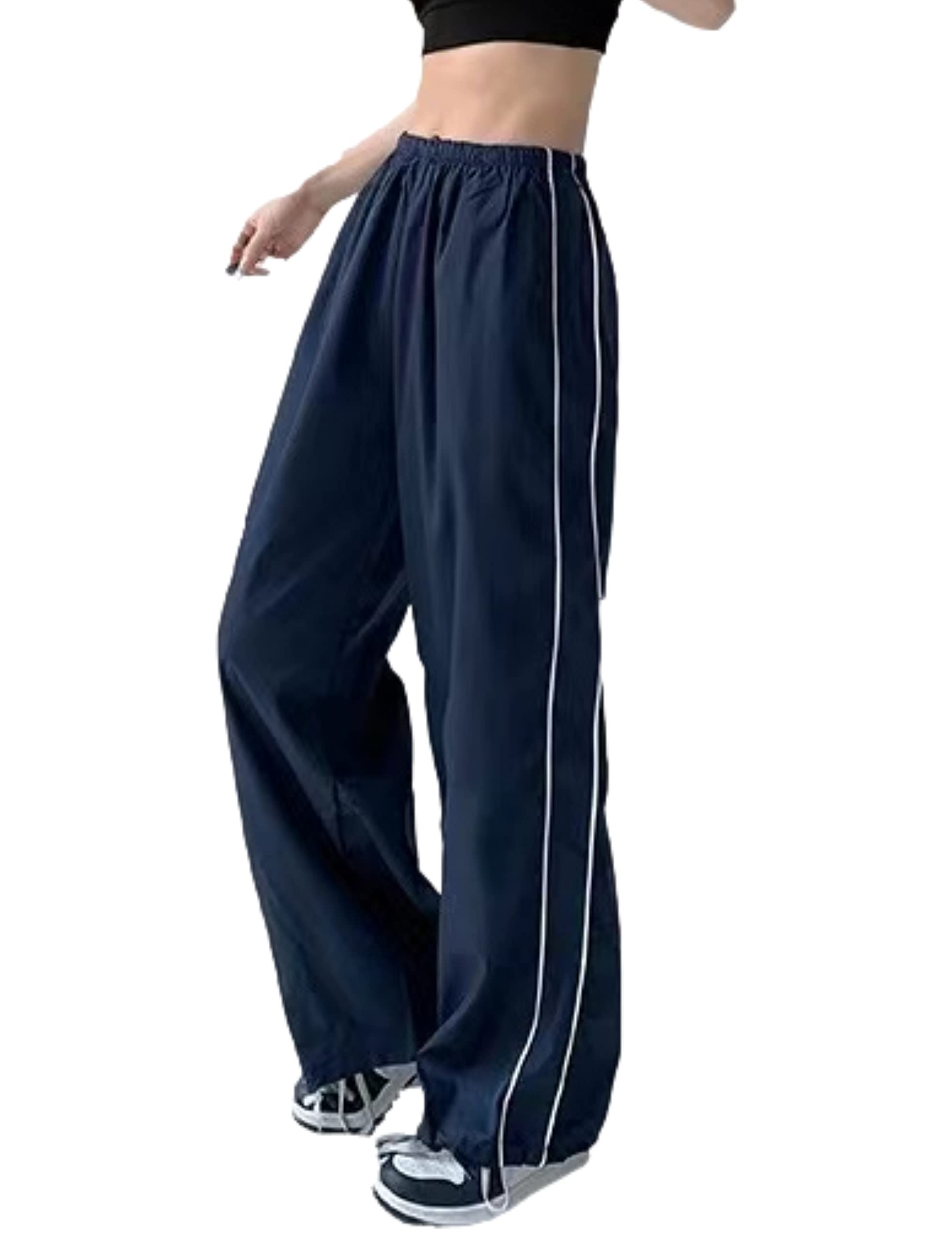 Shebote Women's Y2K Wide Leg Jogger Sweatpants Elastic Waist Baggy Pants Streetwear