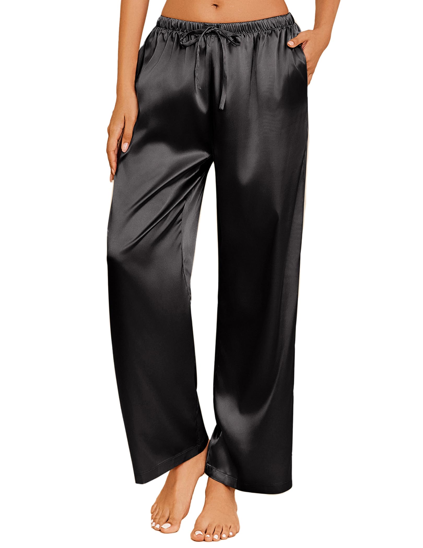 Ekouaer Women's Silk Satin Pajama Pants for Comfort and Style
| Loose Fitting Ekouaer Women's Silk Pajina Pants with El